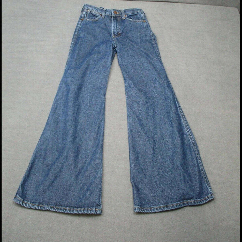 Wrangler Wanderer 622 Womens Jeans High Rise Flare Denim 25/30 Dark Wash Boho